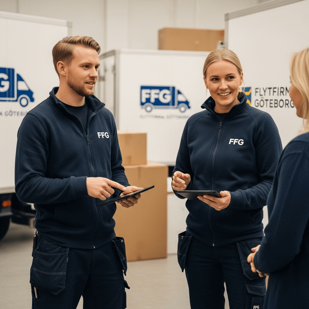 FFG:s personal förklarar transparent prissättning för kund i Göteborg.